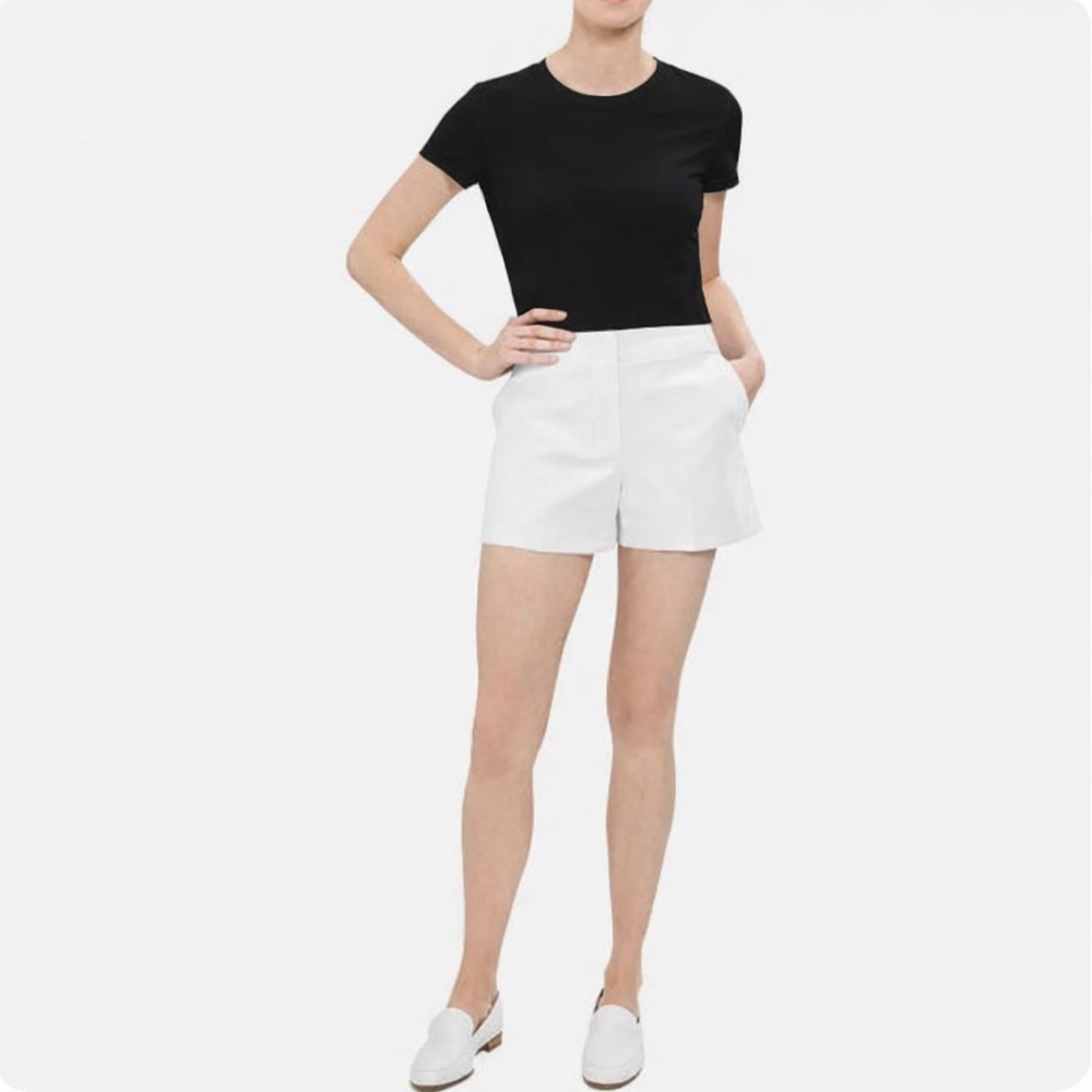 NWOT | Theory | B Double Stretch Mini Short | Cotton/Spandex | White | 0 🕥